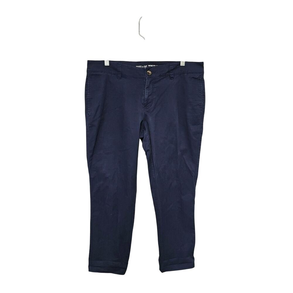 Gap Womens Size 10 Vintage Rolled Crop Navy Blue Chino Office Business casual